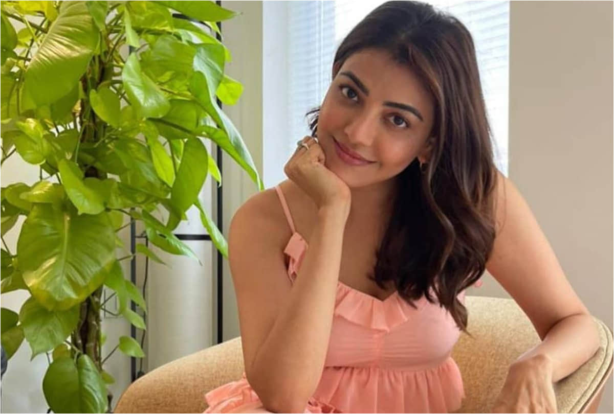 kajal agarwal look flawless beautiful in coral peach summer dress