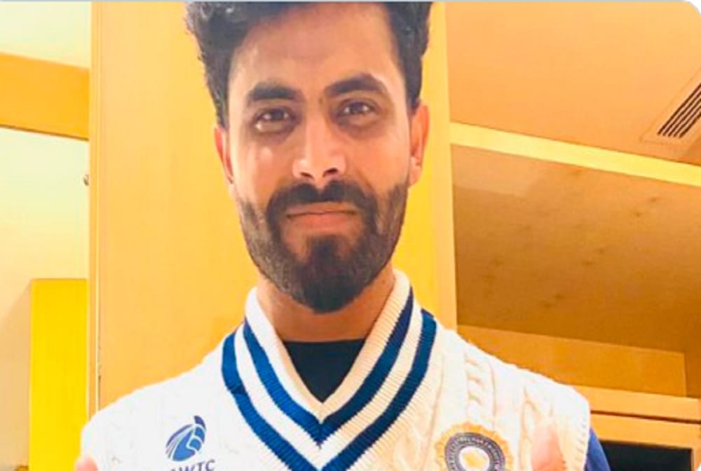 Ravindra Jadeja displays India retro jumper for World Test Championship final against New Zealand 