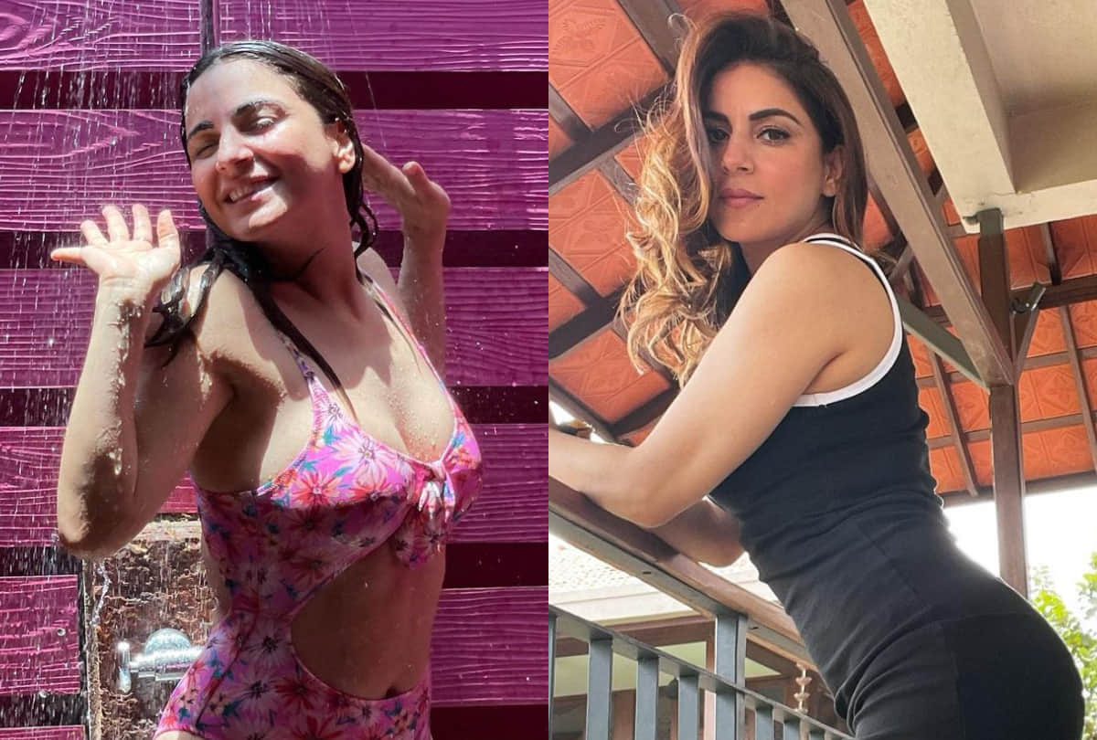 shraddha arya aka preeta look slim and fit in bodycon dress and floral monokini