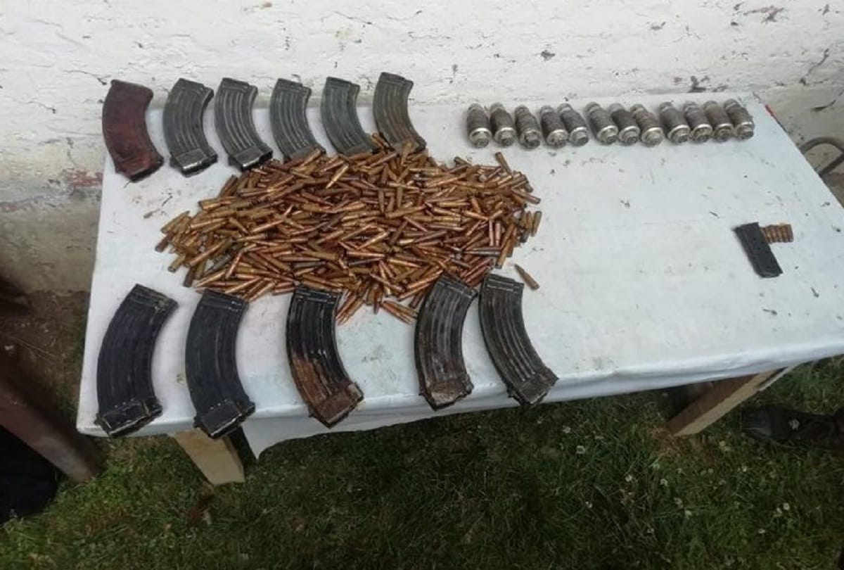 In joint operation during search in forest magazines bullets AK-47 rifle pistol magazine found
