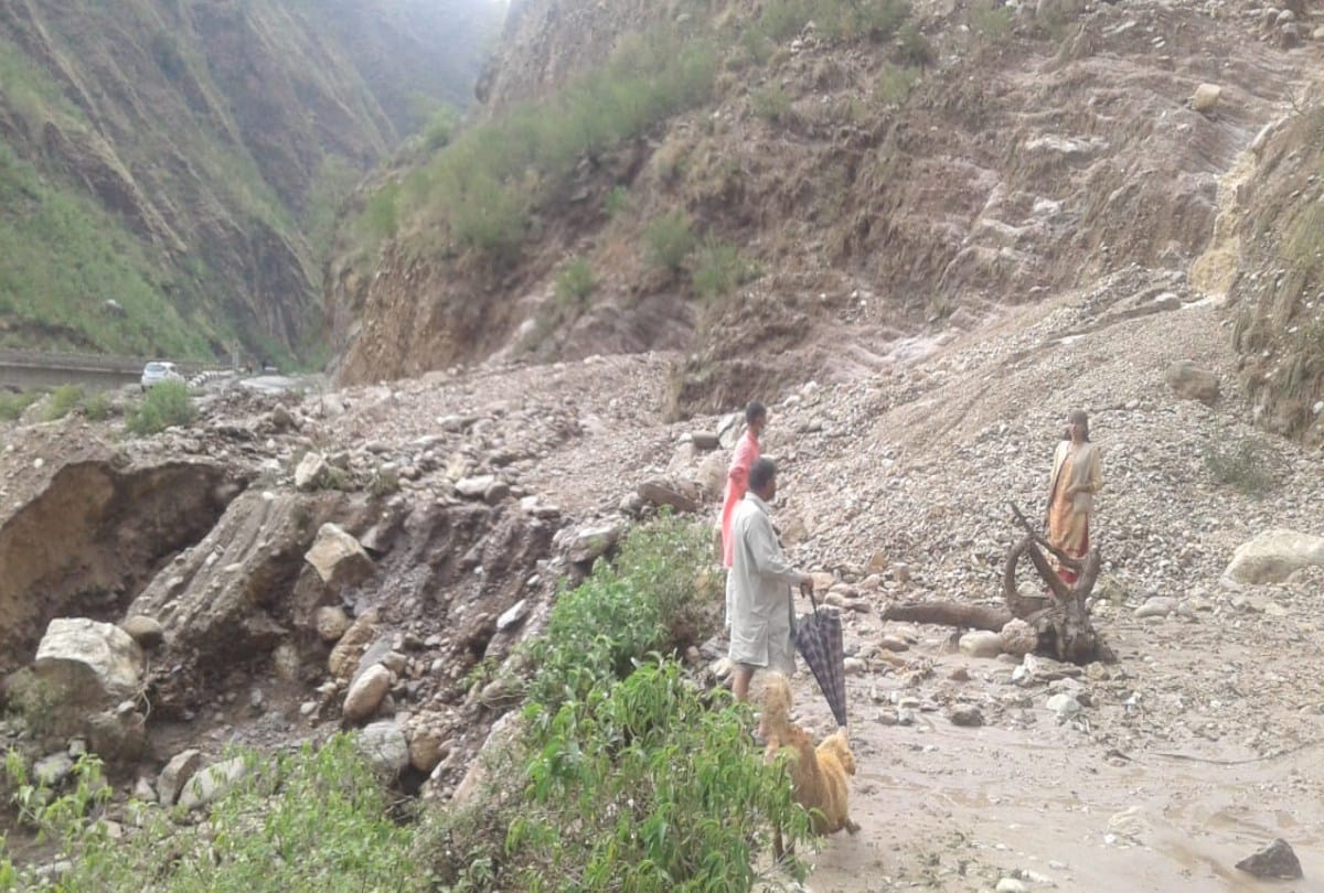 50 meter road swept away in Baroda Nala, damage to three drinking water schemes due to heavy rainfall
