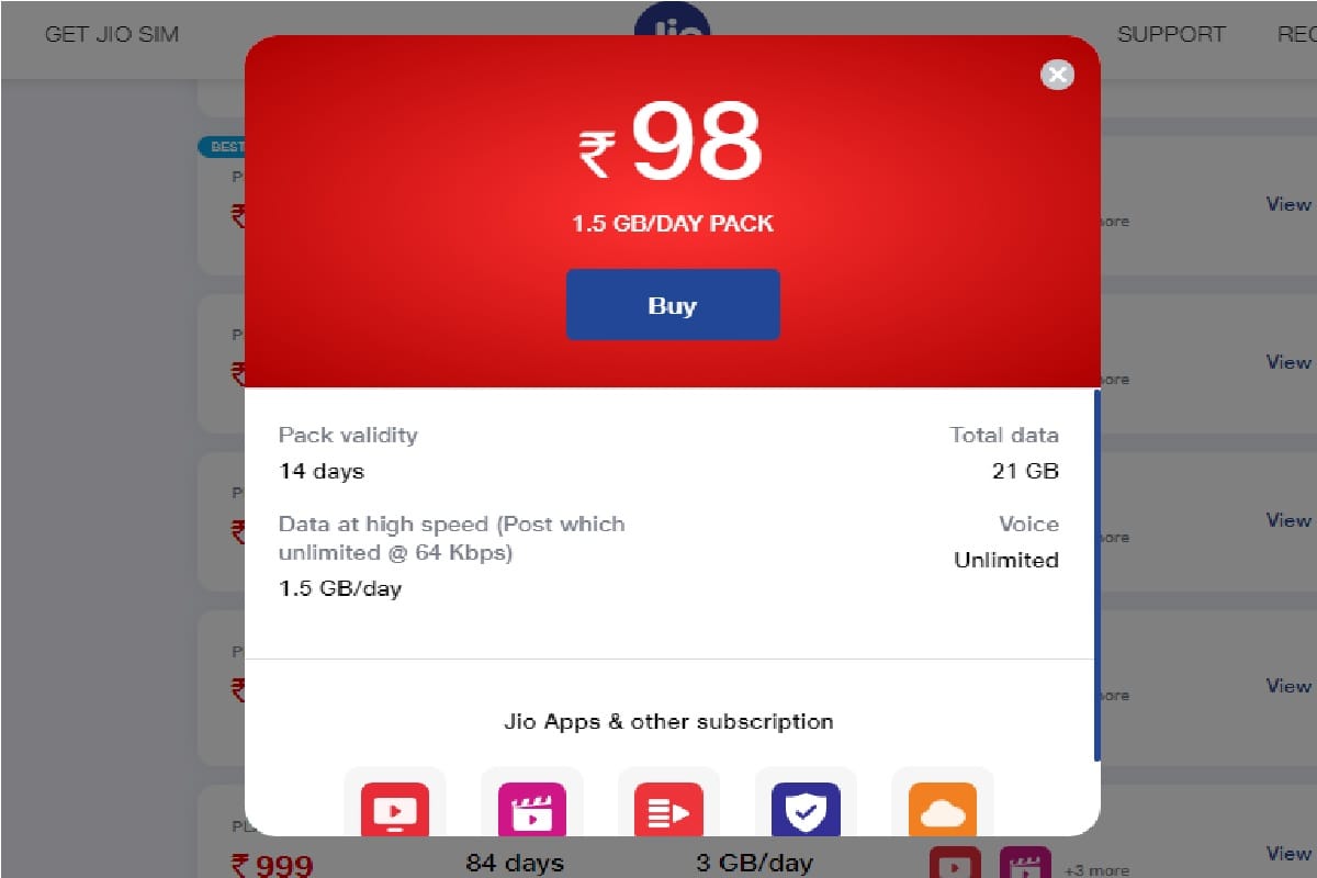Jio 98 plan