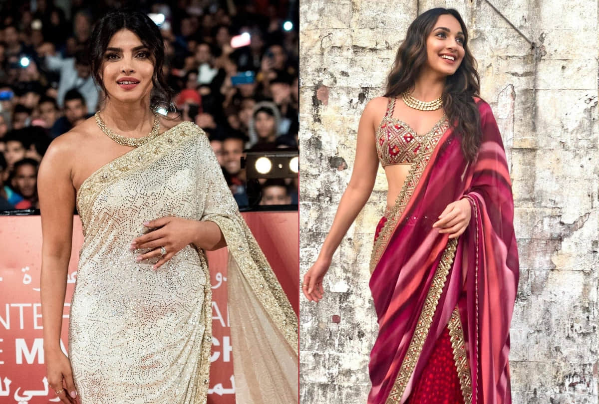 priyanka chopra kiara advani wore polka dot saree who look better
