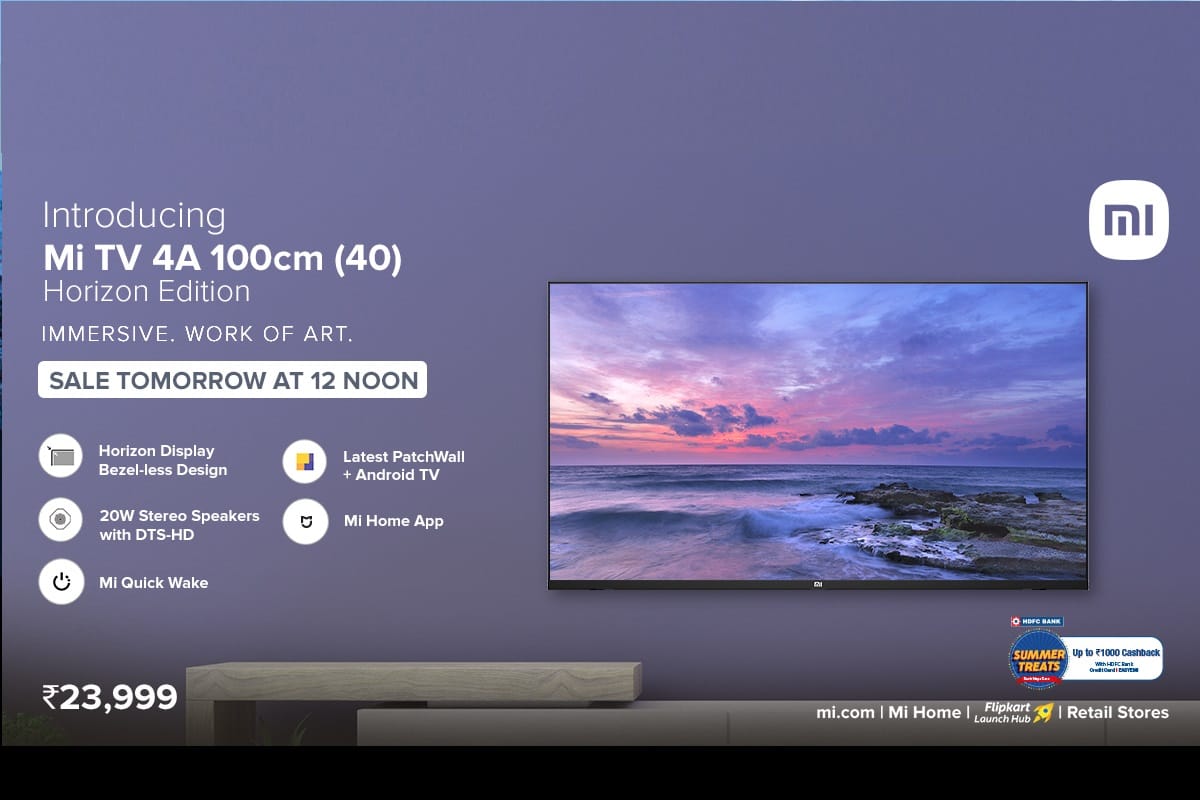 Mi TV 4A 40 Horizon Edition launched in India With Bezel Less Design and 20W Speakers