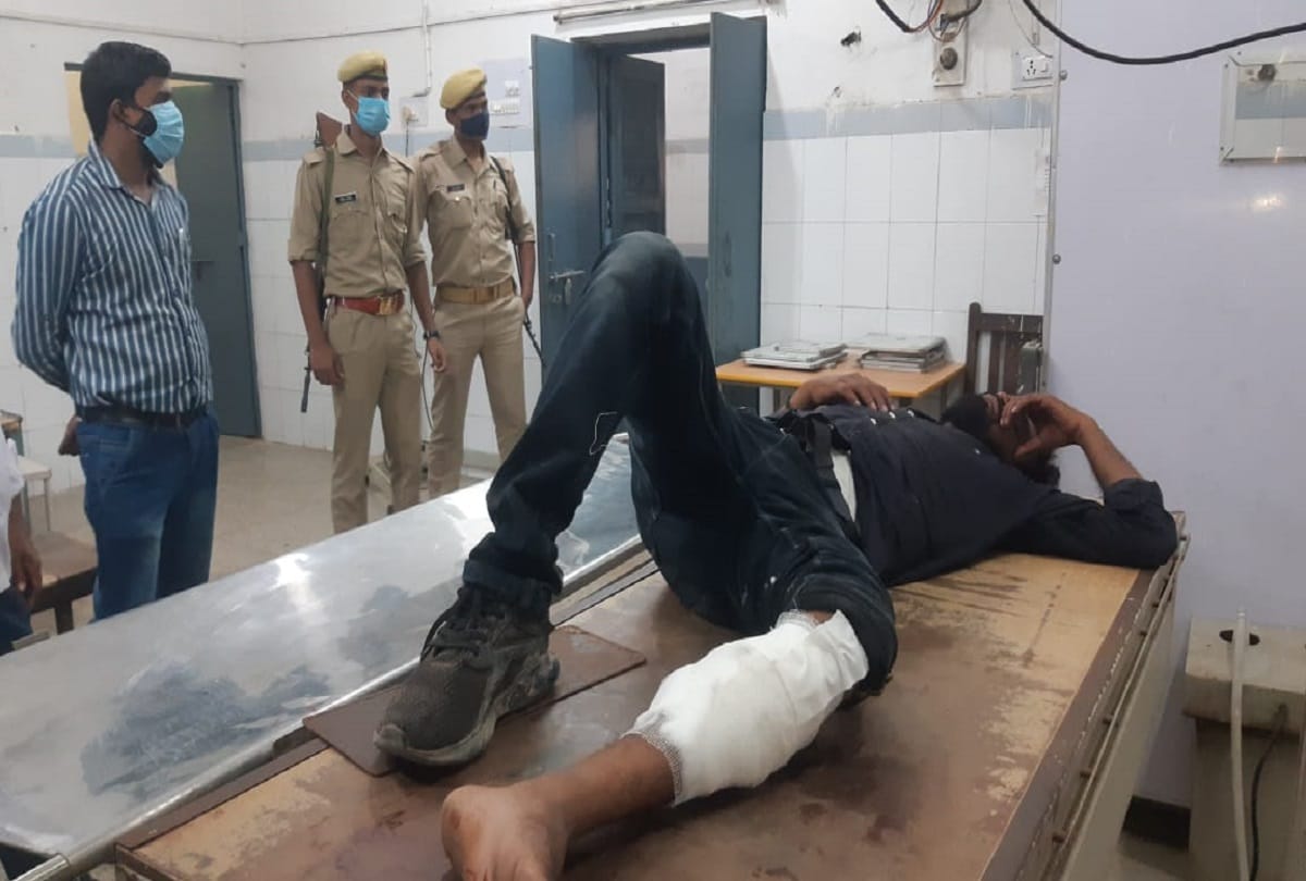 police encounter in chandauli miscreants running away with ransom money constable and  crook injured in encounter