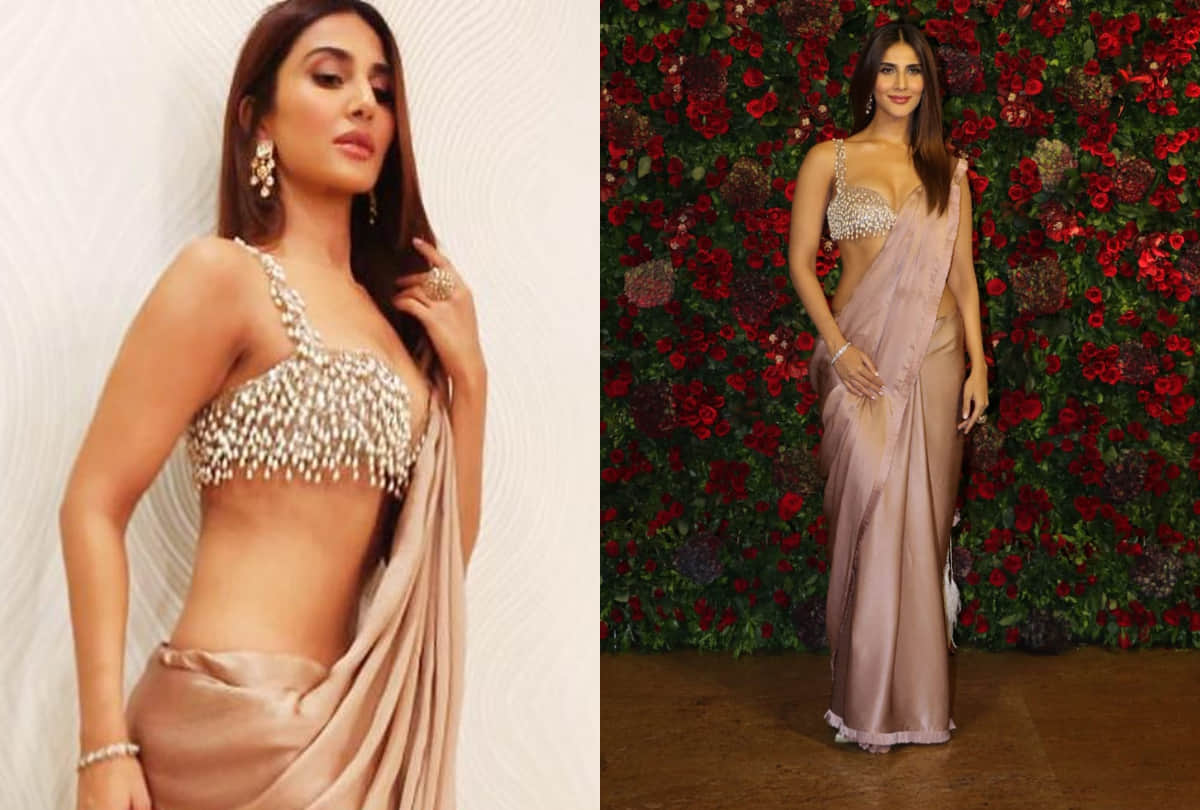 vaani kapoor deep plunging neckline black dress for shamshera promotion