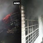 मादीपुर के जूता फैक्टरी में लगी आग