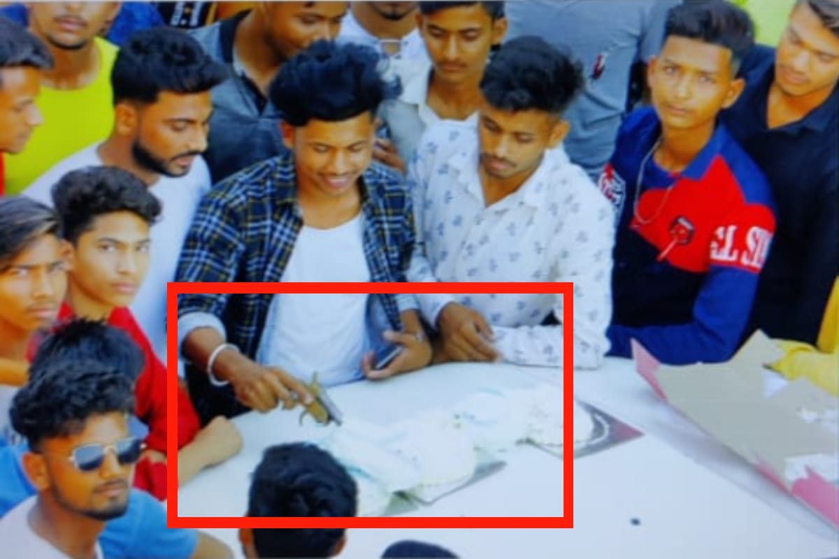 The cake has cut by gun and two youths arrested in Meerut