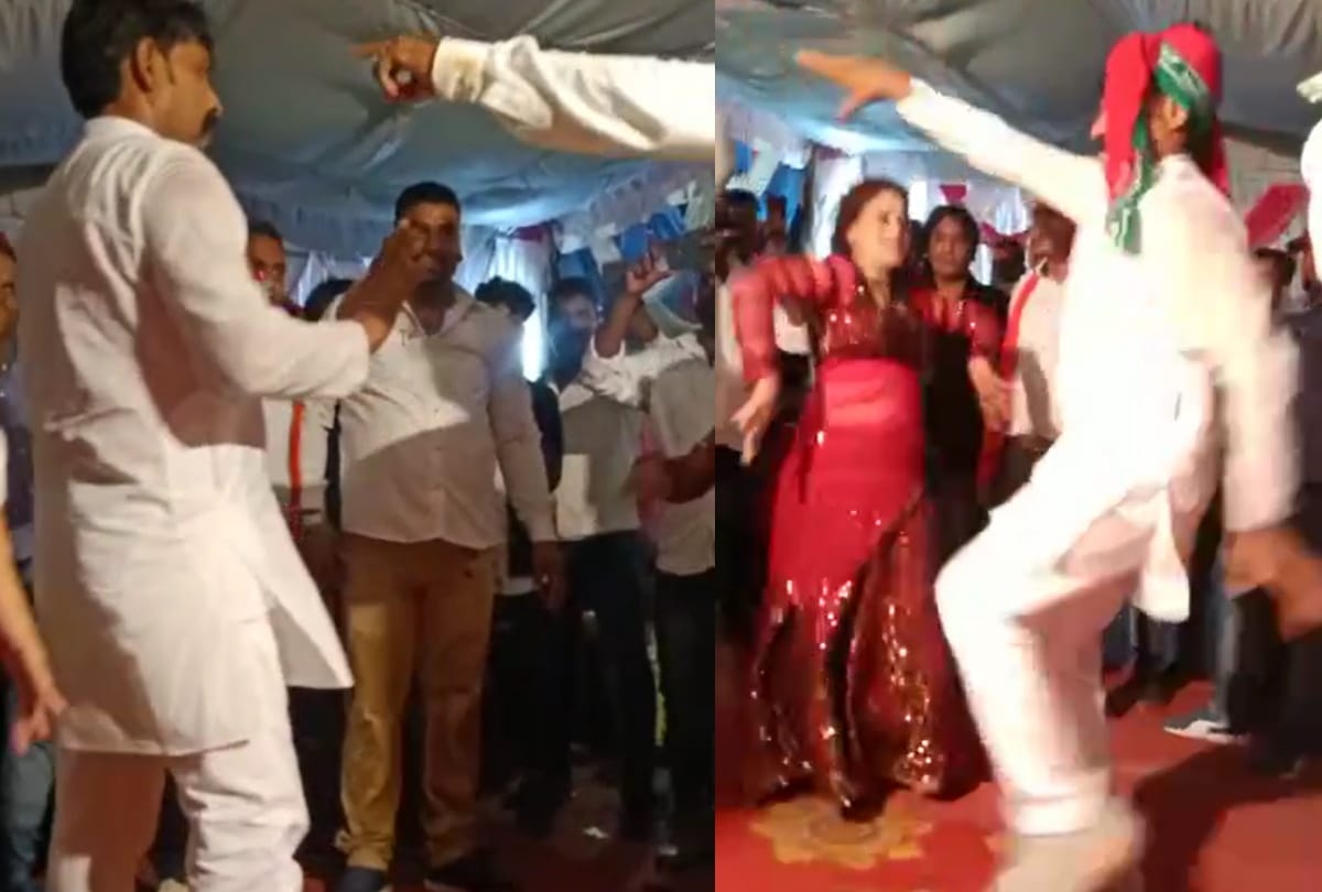 SP leaders video viral dancing with ladies on orchestra at Gorakhpur