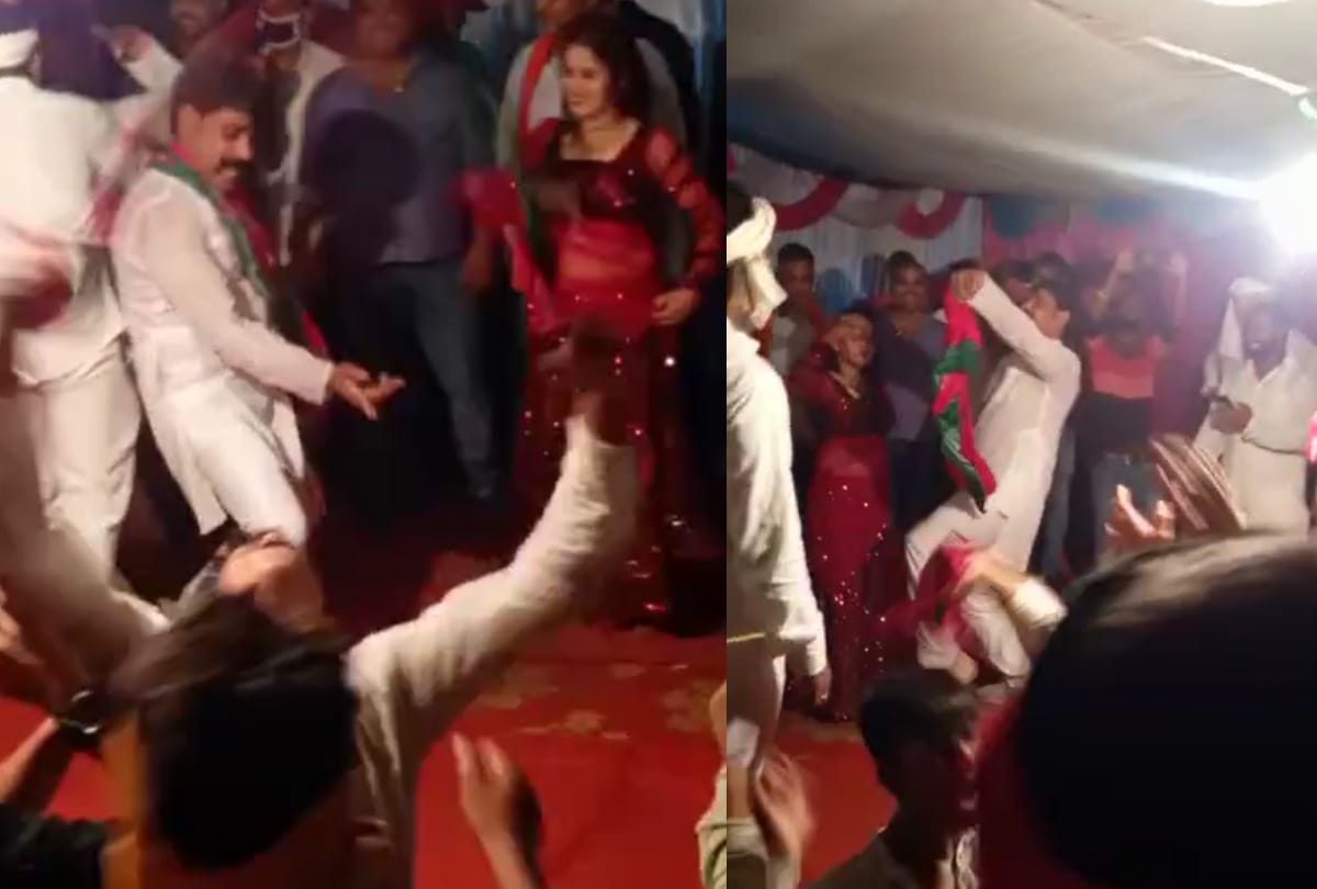 SP leaders video viral dancing with ladies on orchestra at Gorakhpur