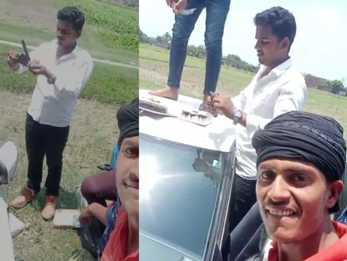 Video viral of celebrate cake cut by sorrow and firing in ballia