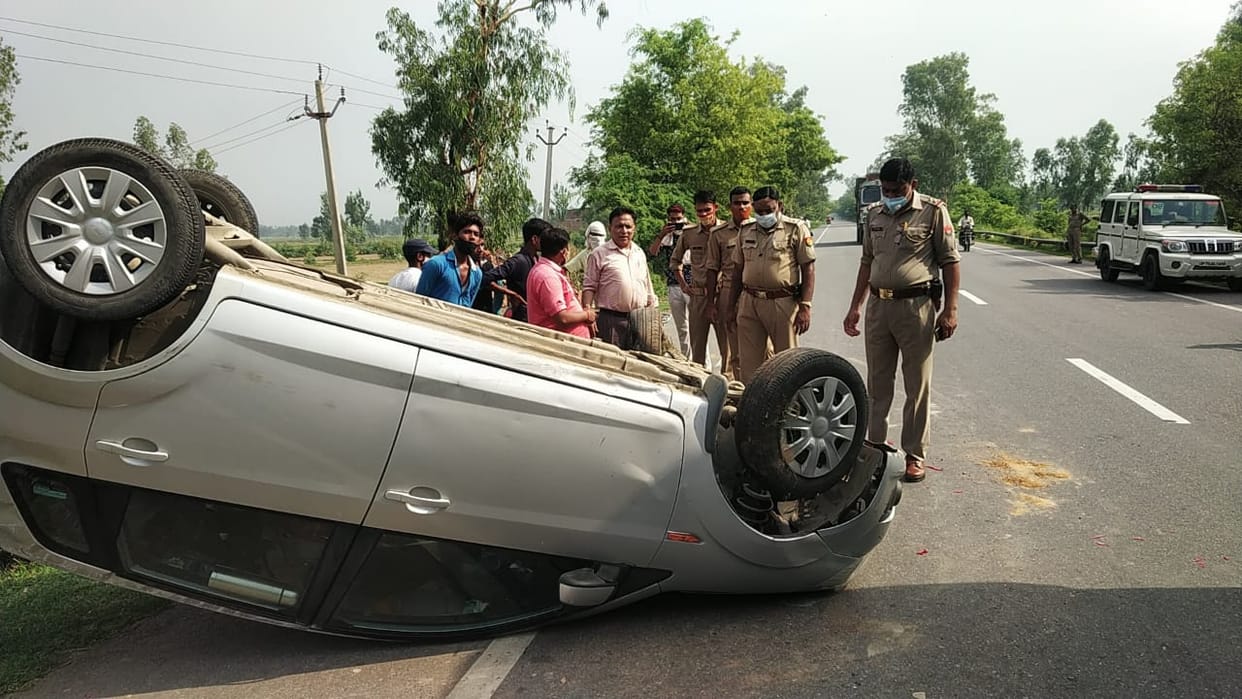 Uncontrolled car when tire burst