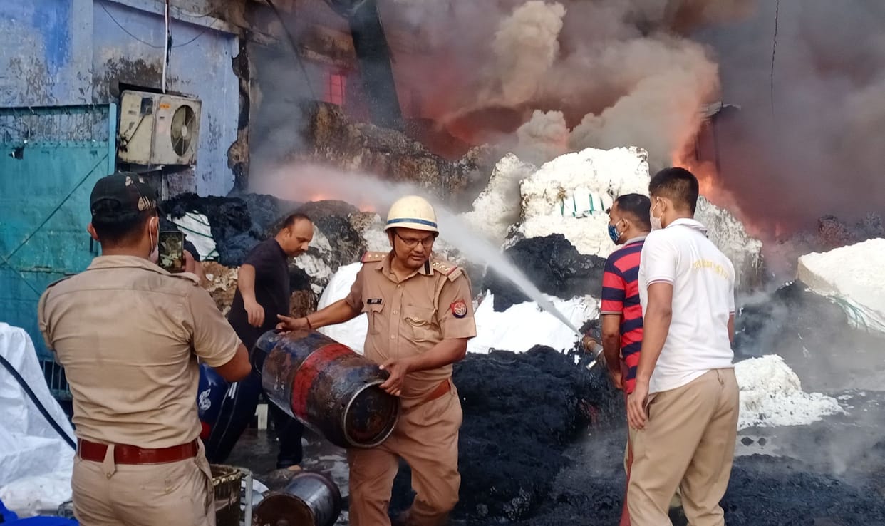 Firefighters took out nine cylinders from the middle of the fire