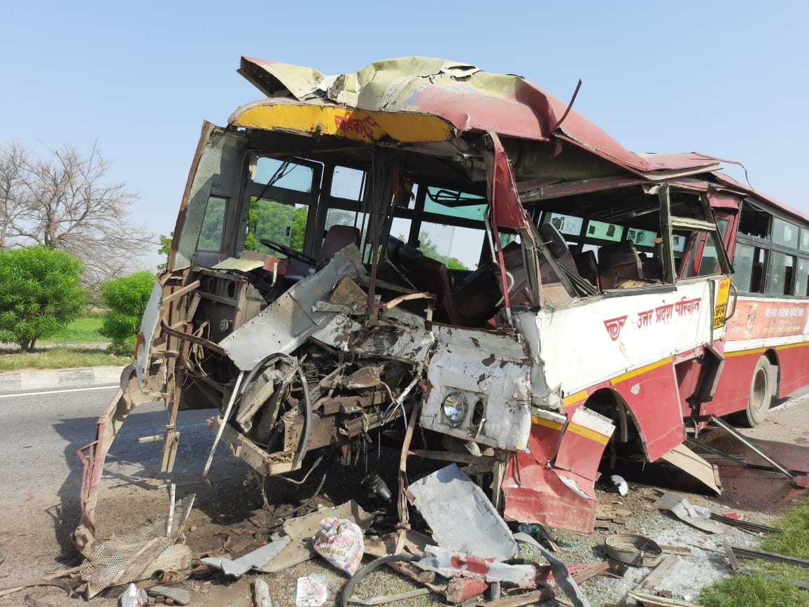 Roadways bus collided with truck, 12 passengers injured