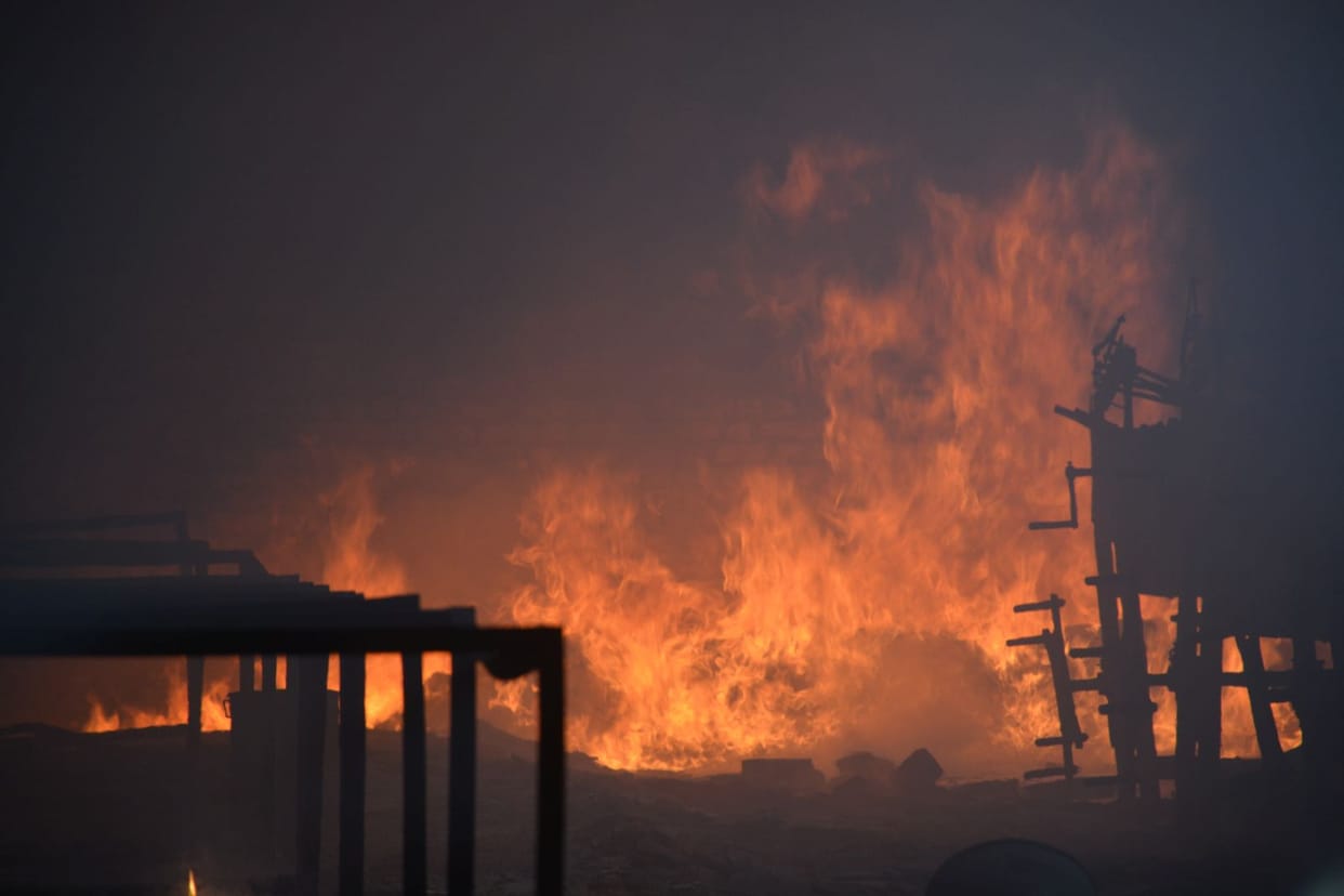 Massive fire in wax factory