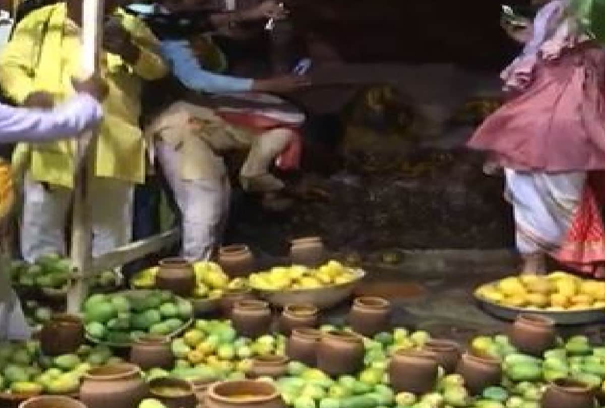 Devotees Offered One Lakh twenty Five Thousand Mangoes To Giriraj Ji In Mathura