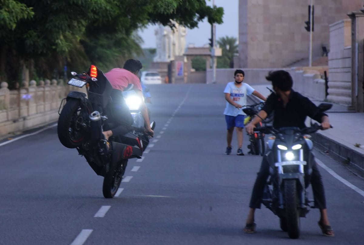 Action against bikers for doing stunt near ACP office in Lucknow.