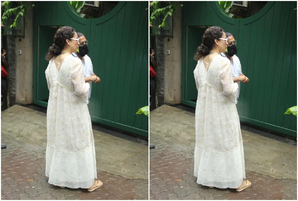 Kangana Ranaut is a vision in white as she gets snapped at her office