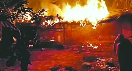 Report on four including Pradhan's husband in case of hut burning