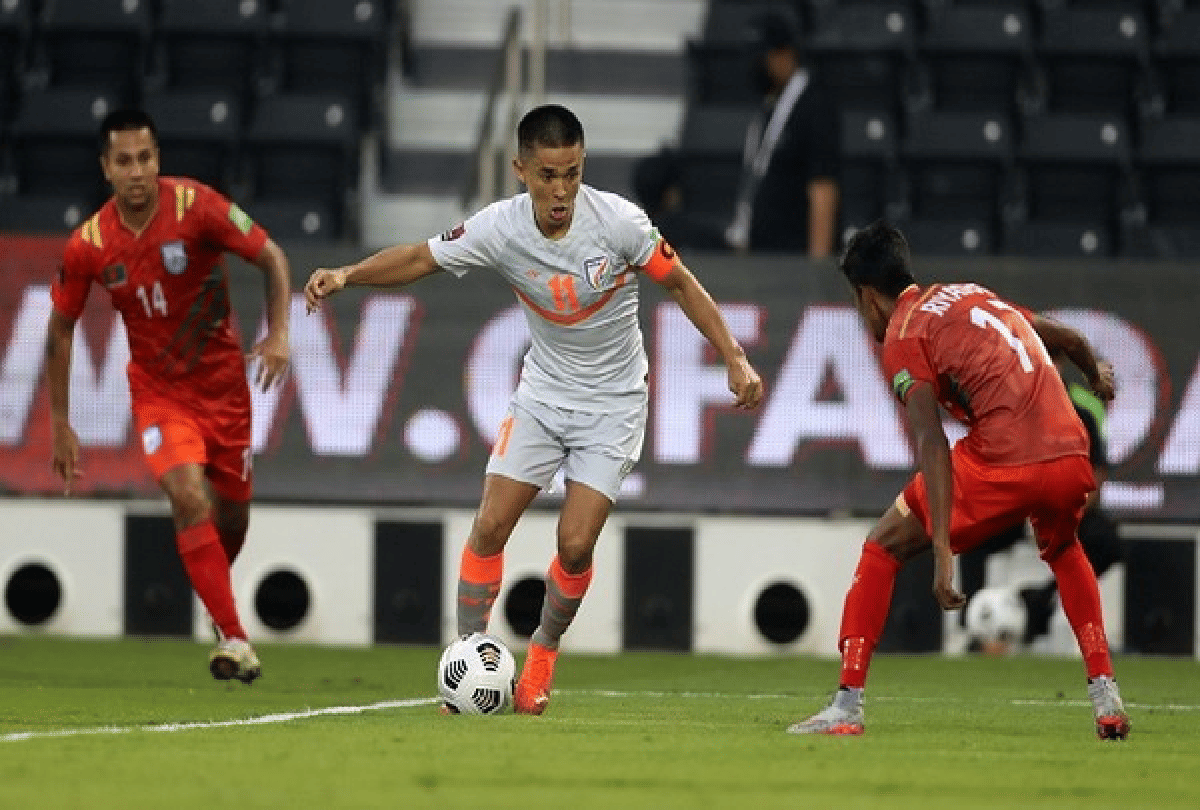 Indian footballer sunil chetri surpasses messis tally to become 2nd highest goalscorer in international matches