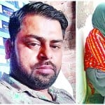 मृतक नरेश का फाइल फोटो और पत्नी