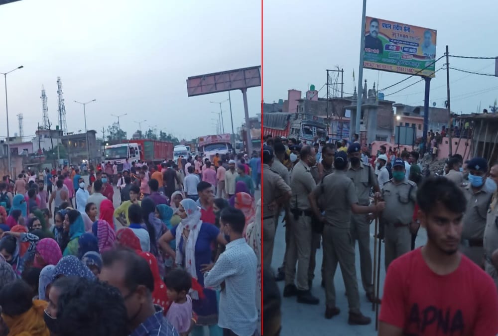 Roorkee News: Ruckus after Truck and Bike Accident and long traffic jam photos