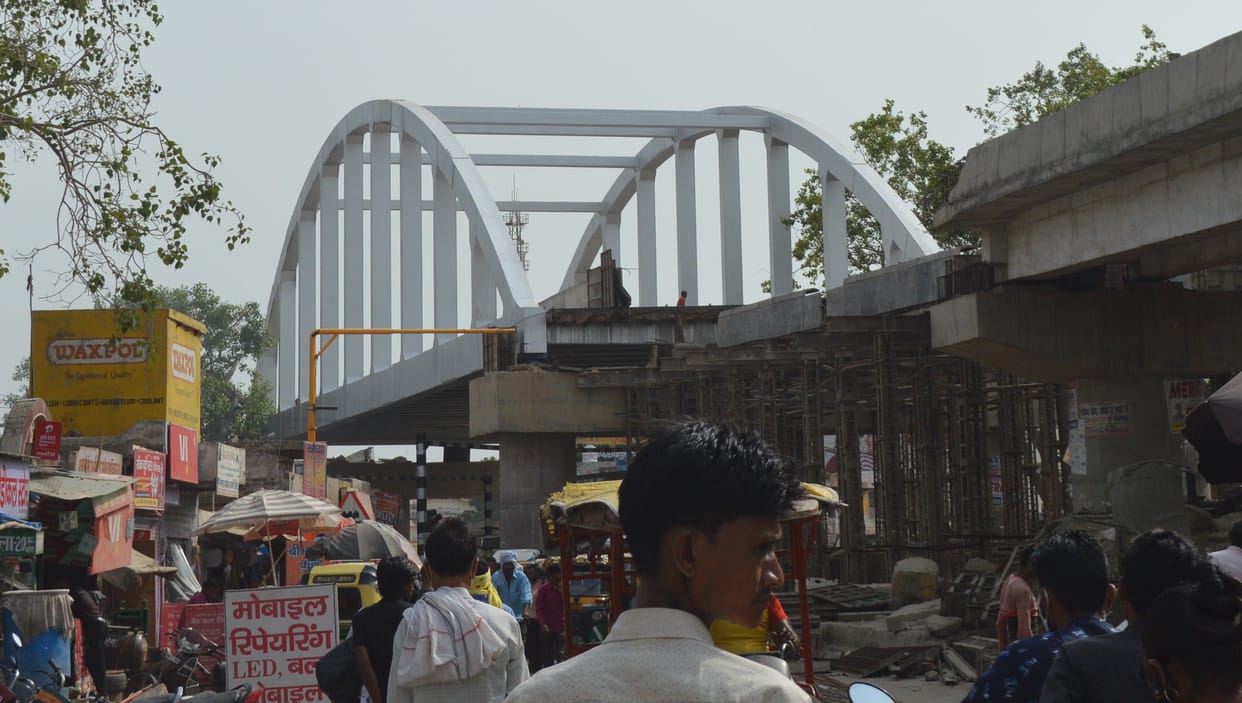 Hathras: Slow pace of work on overbridge at pond crossroads, residents upset