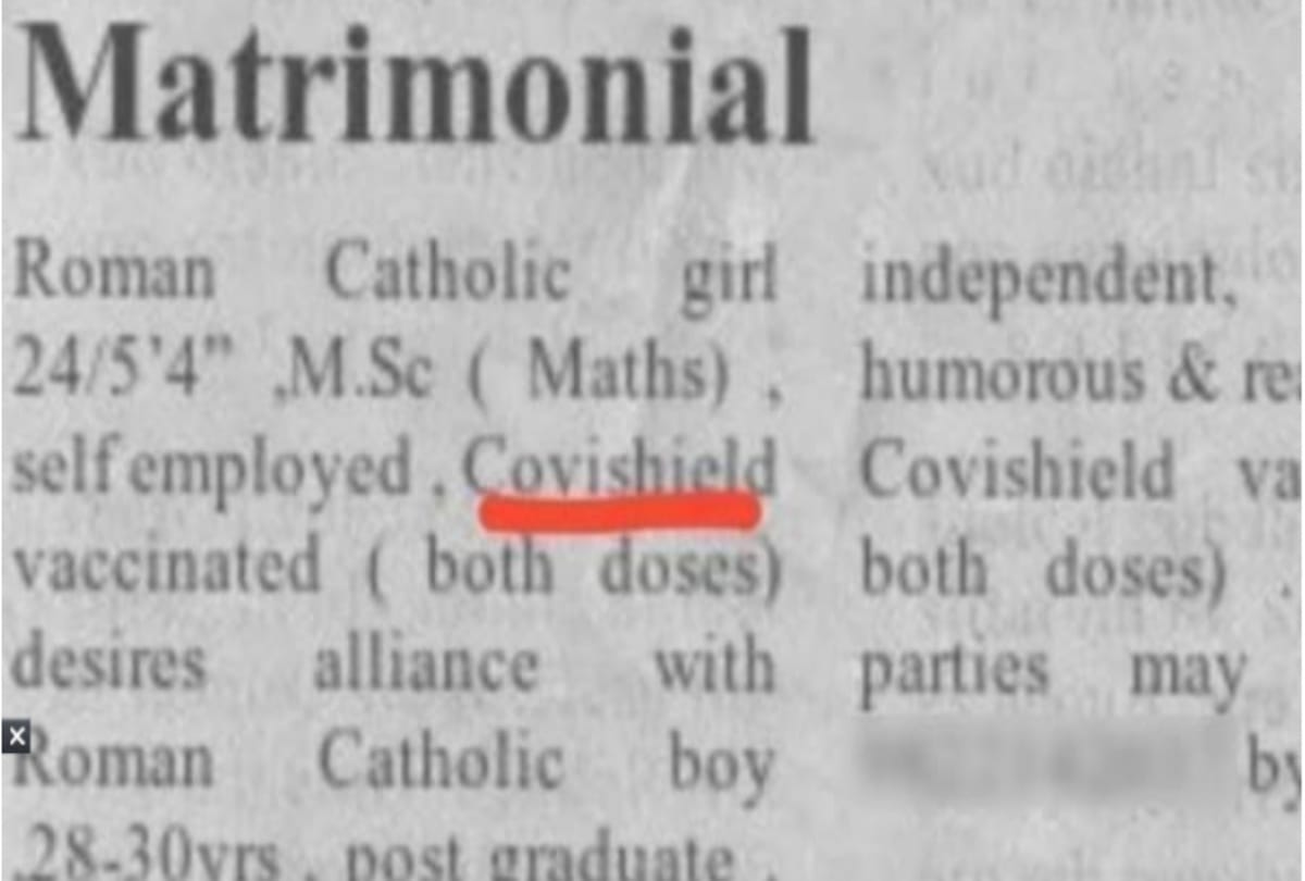 Fact Check Matrimonial ad seeking fully vaccinated groom is fake