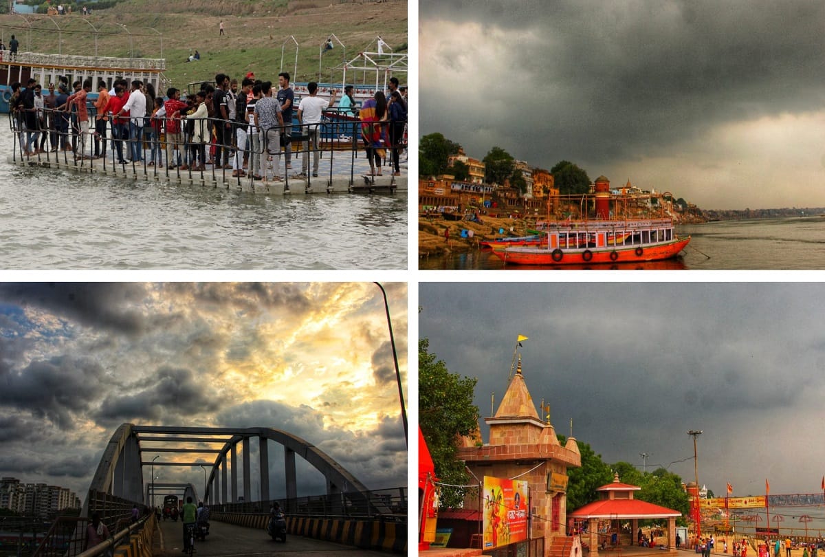 Monsoon knocked in varanasi pleasant weather people forgot social distance in fun at the ghats see photos