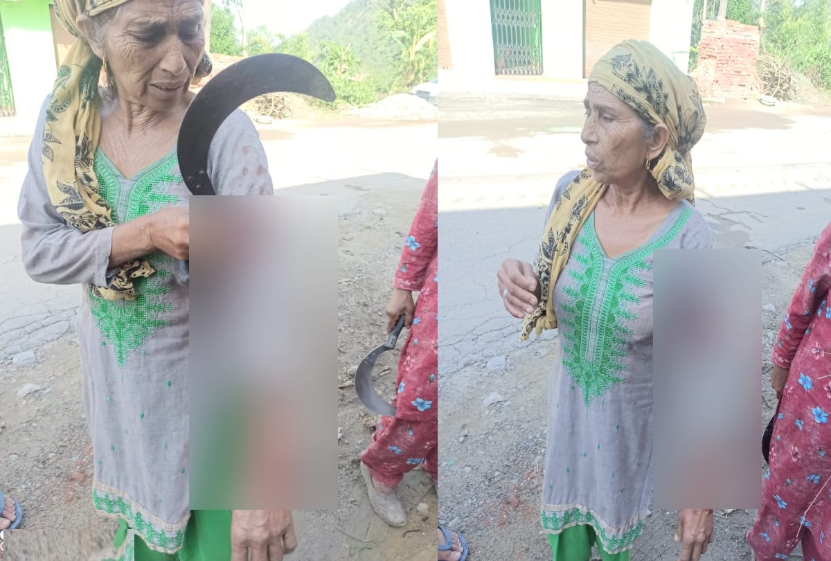 60 year old woman clashed with leopard with darati scythe