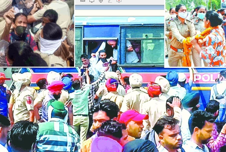 Police lathi charged unemployed teachers in Patiala of Punjab