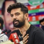 प्रेस वार्ता के दौरान चिराग पासवान।