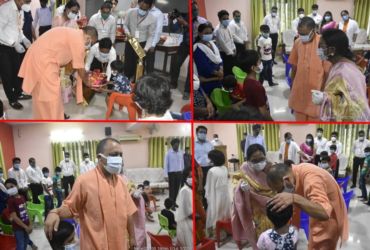 CM Yogi met orphan children in Gorakhpur