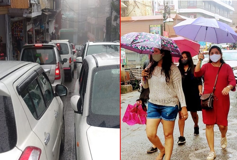 Uttarakhand Monsoon Rainfall News: Tourist Crowd in Mussoorie and Traffic jam photos