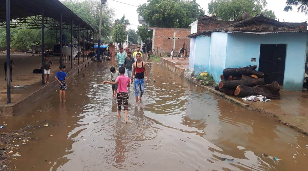 Water logging in place due to heavy rain