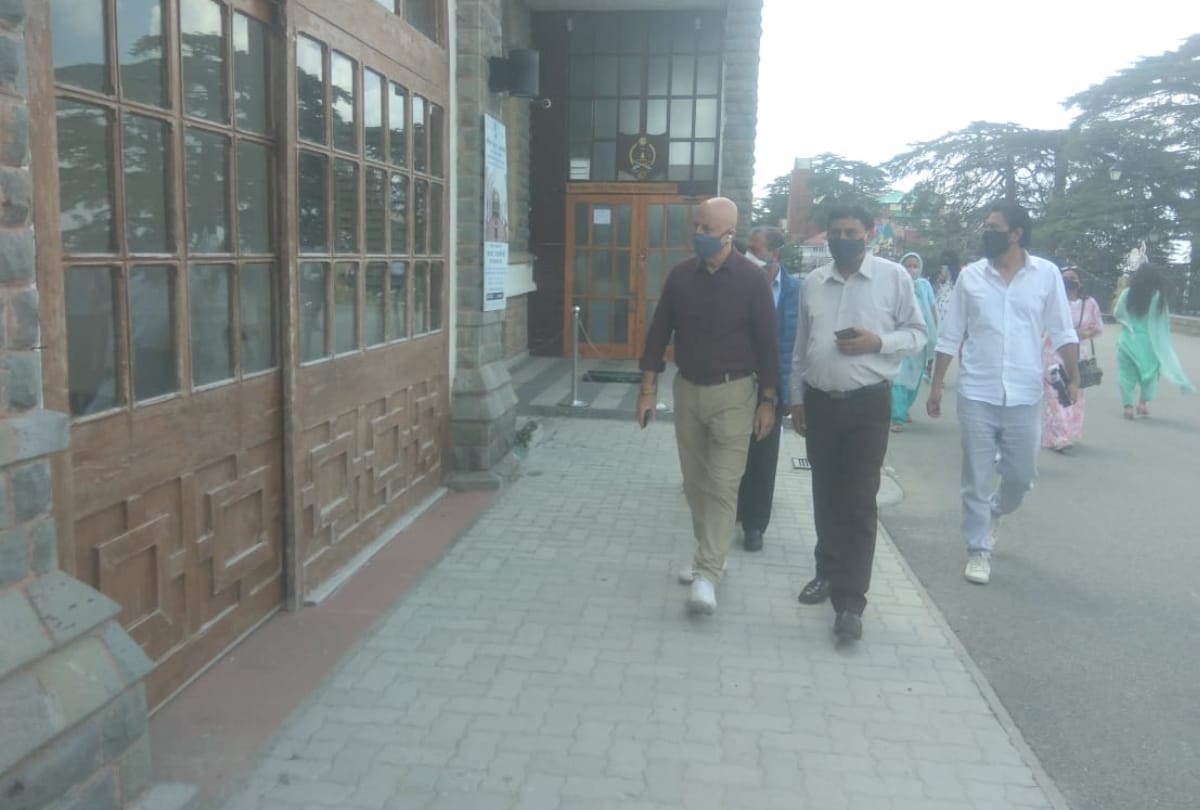 bollywood actor anupam kher spotted at ridge maidan shimla