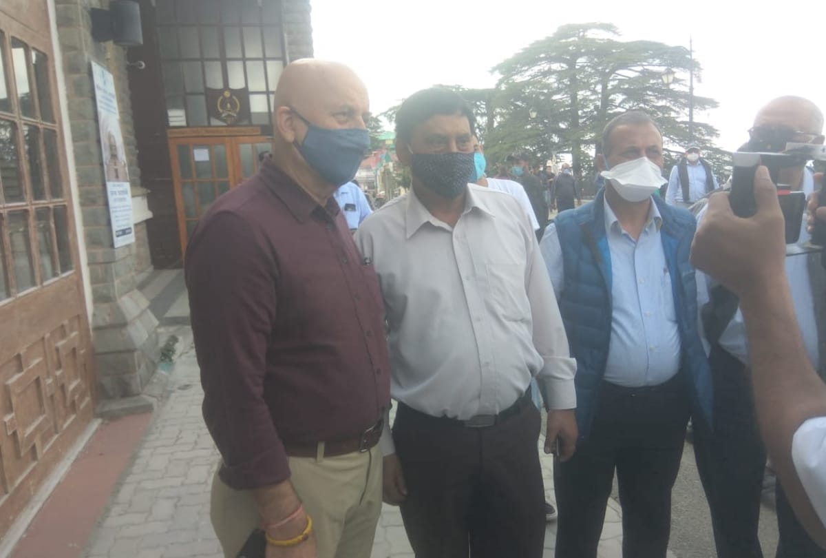 bollywood actor anupam kher spotted at ridge maidan shimla