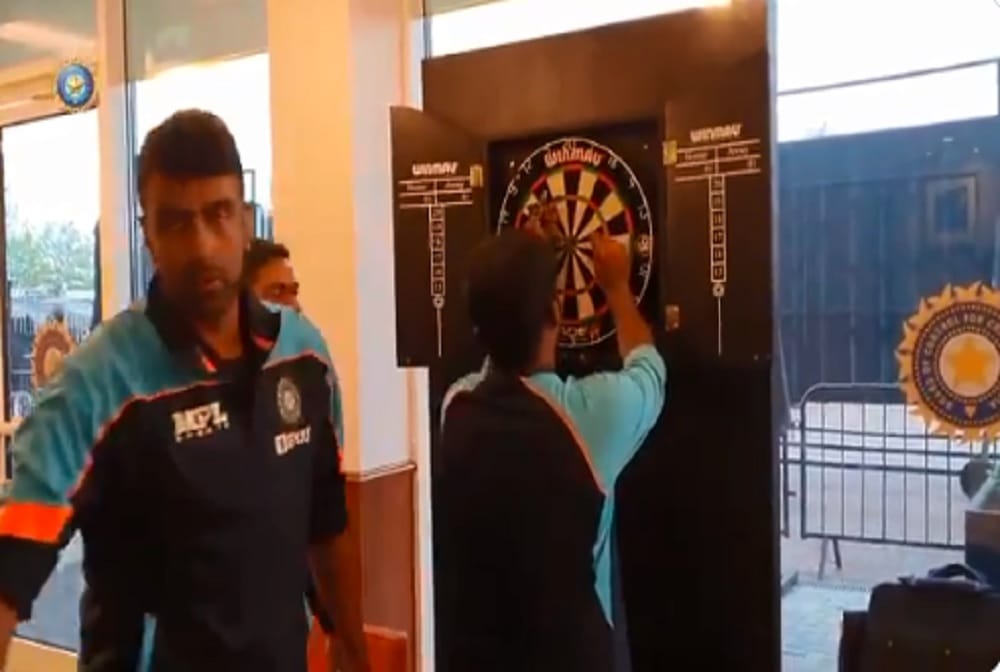 WTC FINAL: Team members enjoyed a game of dart on the sidelines during the rain break in Southampton,bcci shares video