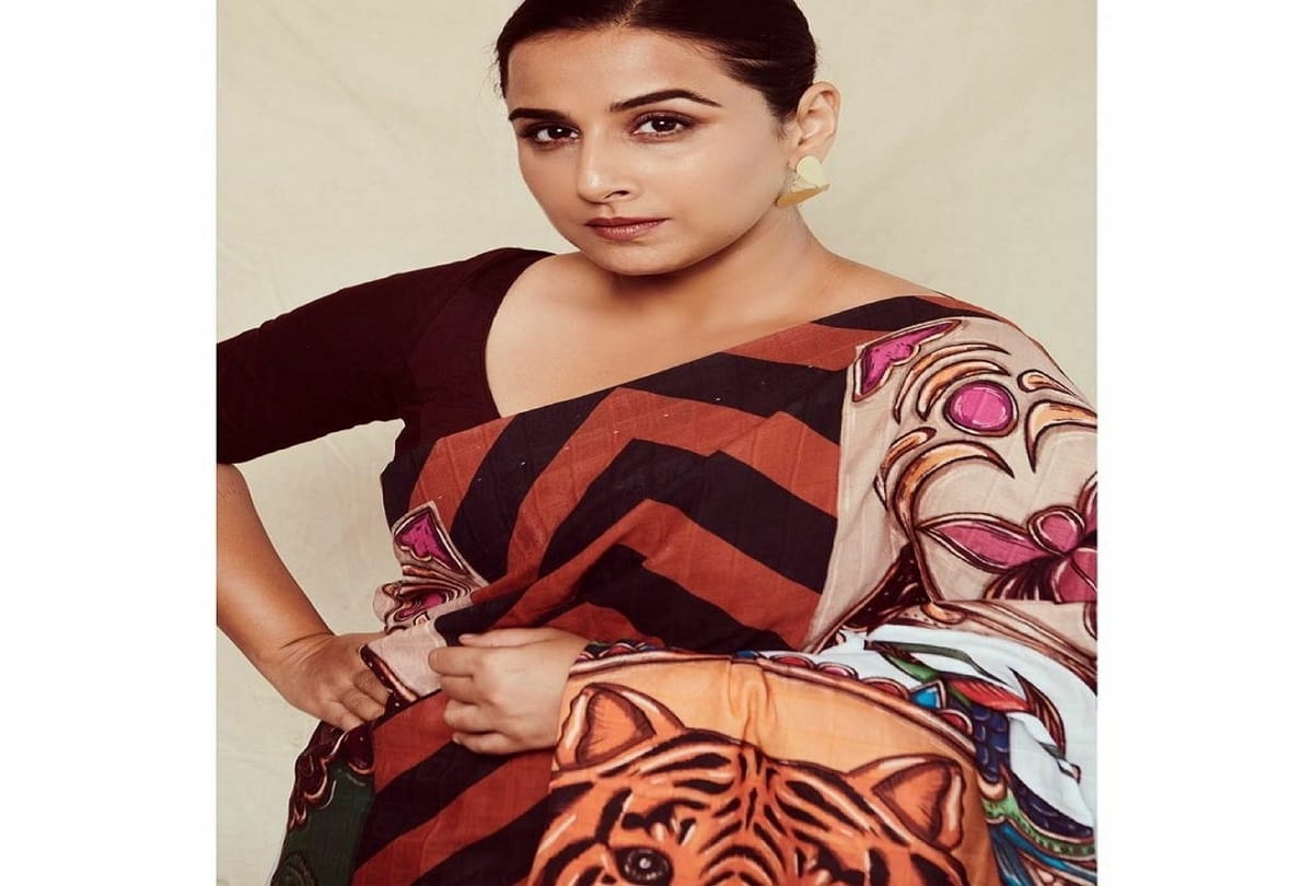 vidya balan in sherni saree during movie promotions