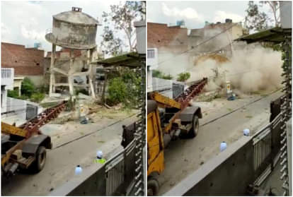 आगरा: कमला नगर की पानी की टंकी जिसे ढहाया गया