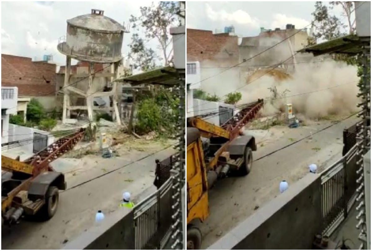 Water Tank Collapsed In 20 Seconds By Jal Kal Department