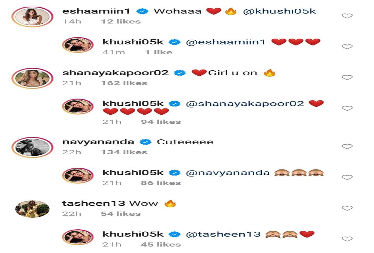 khushi kapoor sister of jamhvi kapoor in purple bikini look