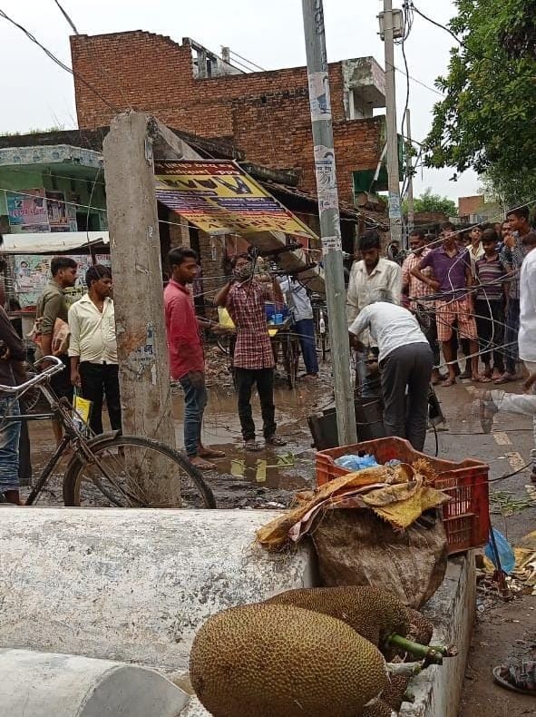 development of croers in district headquarters manjhanpur drowned in one day rain