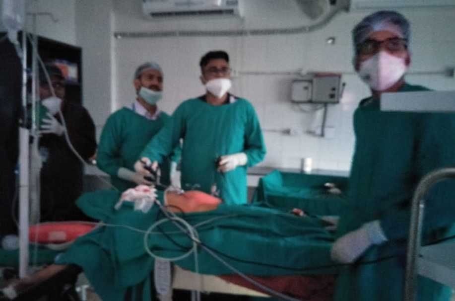 The first laparoscopic surgery was done in the district hospital during the Kovid period