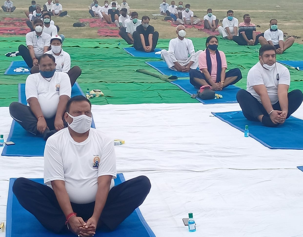 People did yoga at 50 places in the district