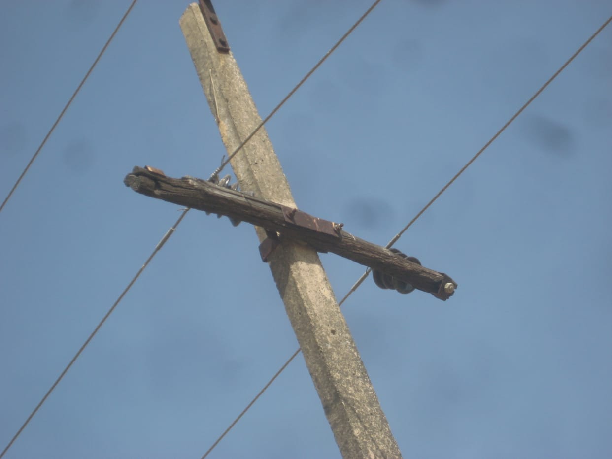 wooden pole electric line