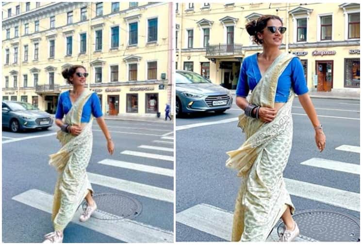 Taapsee Pannu in Russia Slays in saree and sunglasses on the streets of St Petersburg