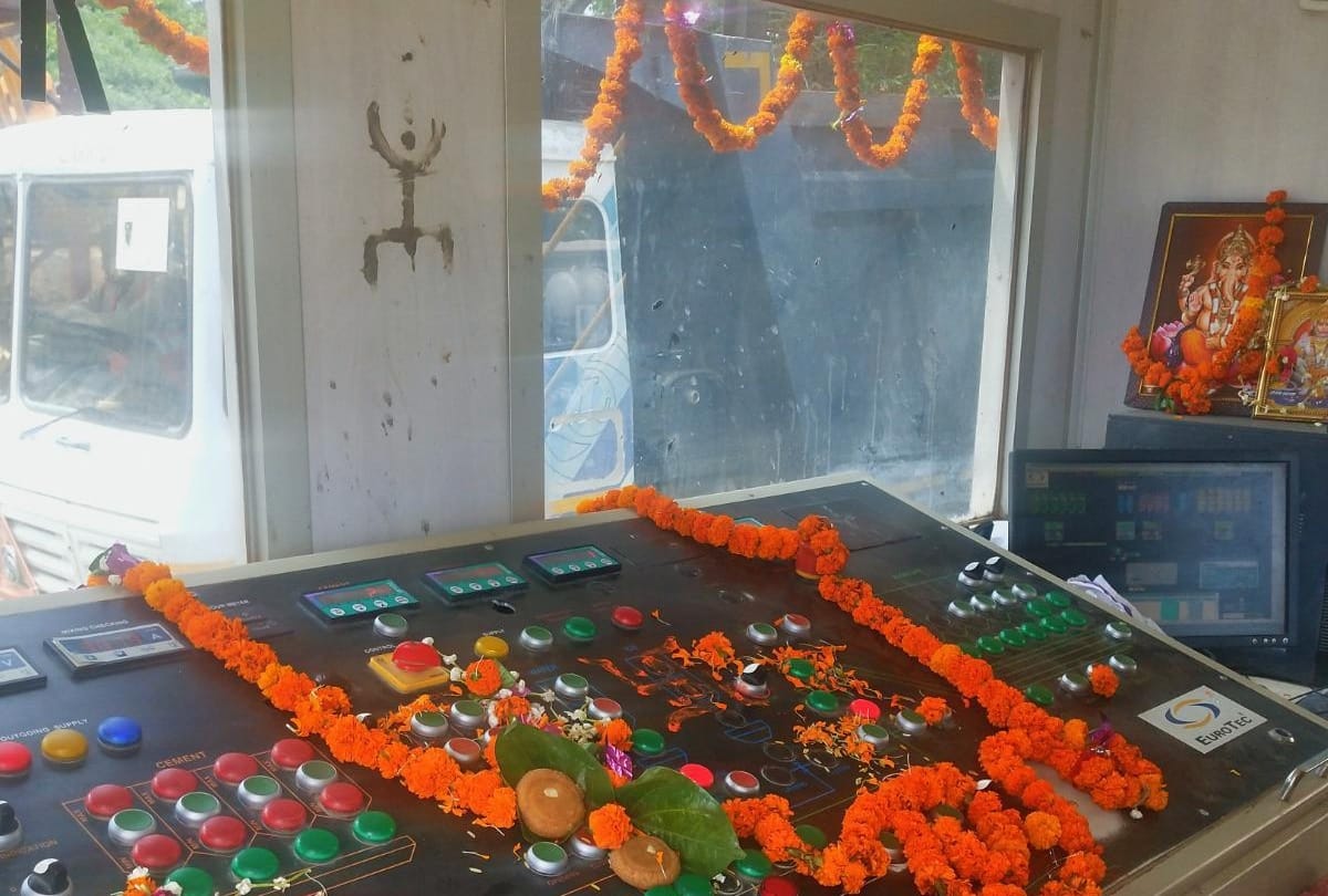 Baching plant three inaugrated in Ayodhya for construction of Ram temple.