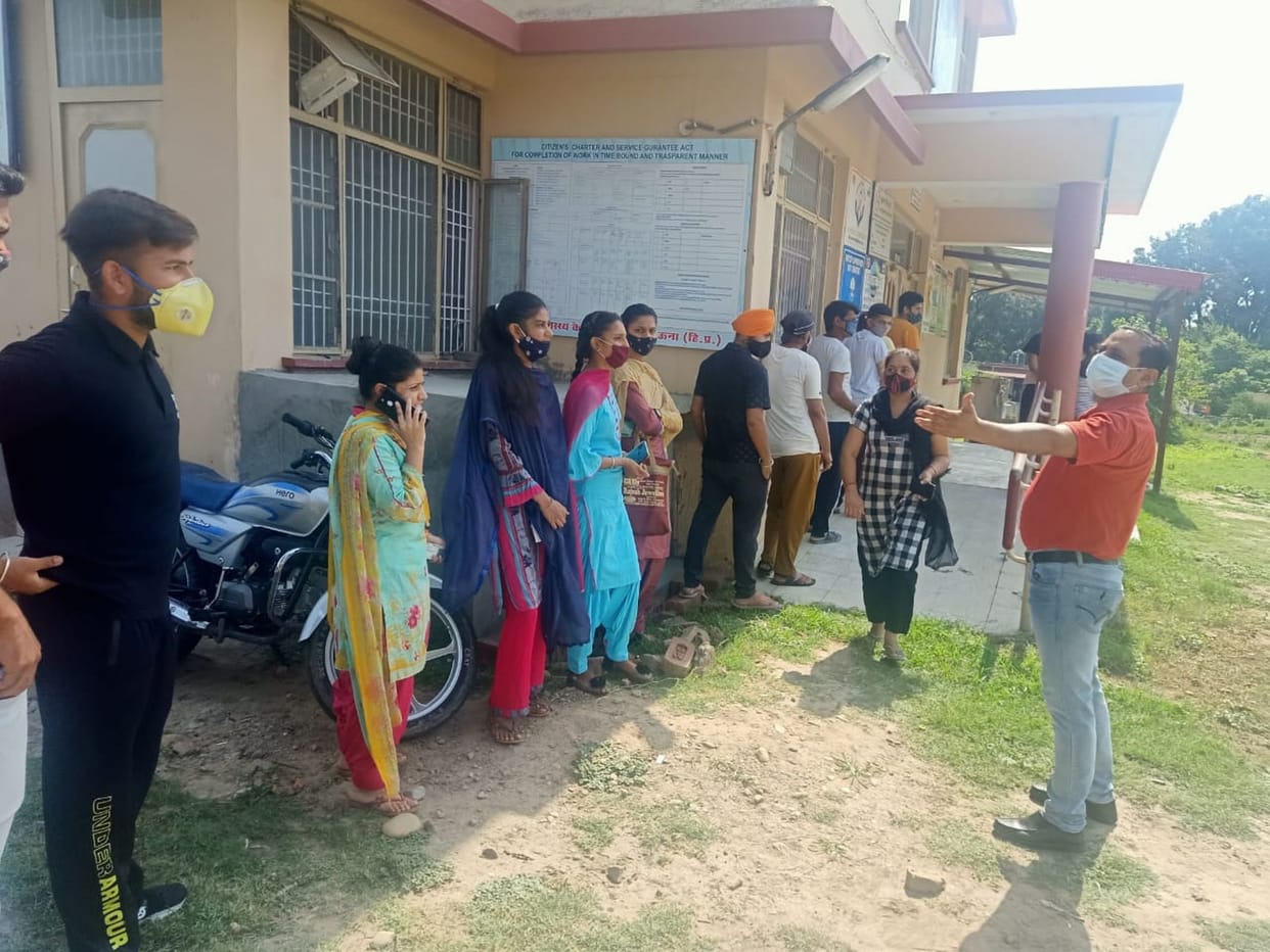 Queue started at 9:30 in the morning for covid vaccine in Badheda