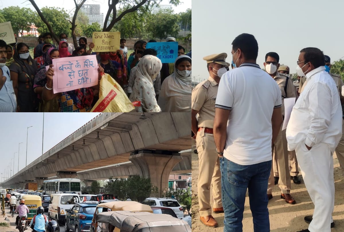 faridabad khori village people move towards delhi stopped in way aap mp sushil gupta